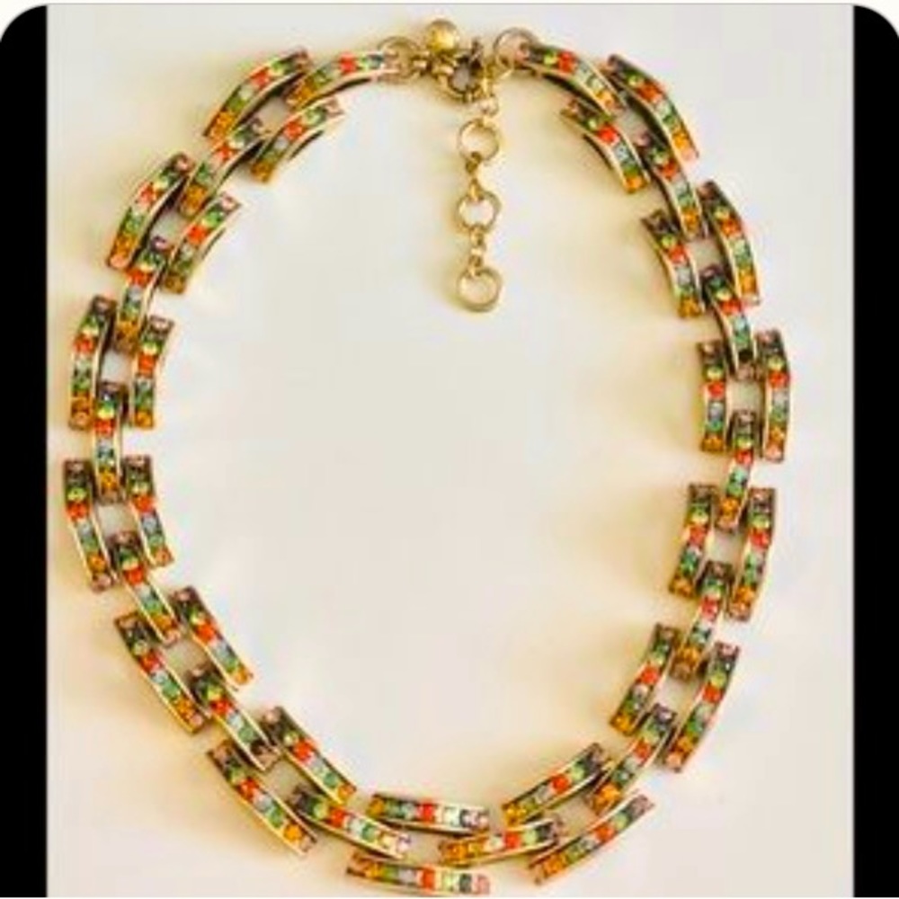New J.Crew Crystal Chain Necklace w Dust Bag MSRP $245 New.